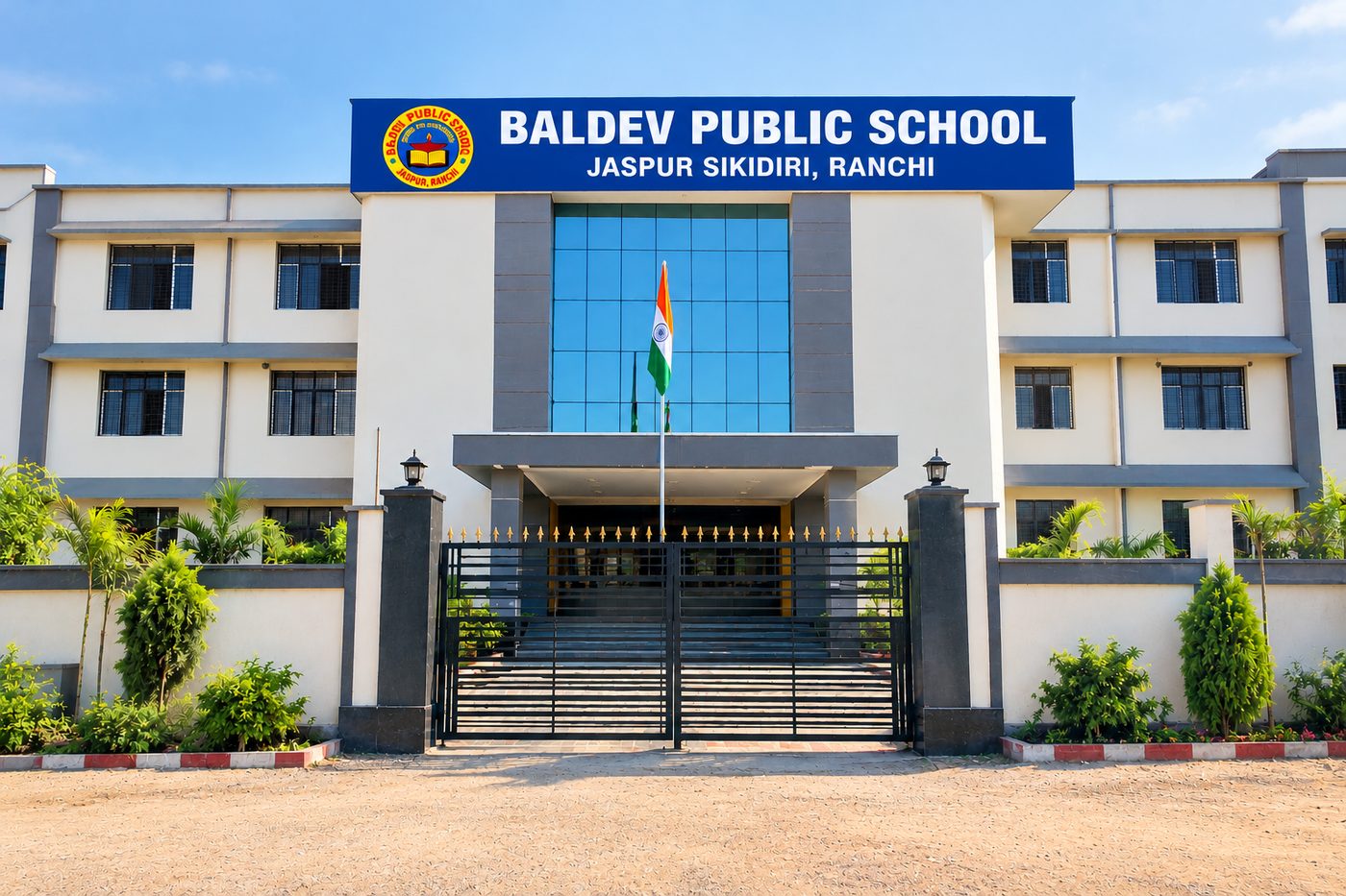 Front view of Baldev Public School building